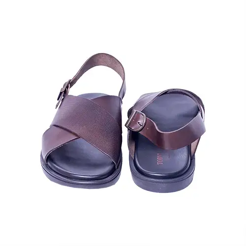 Tobylano Cross Leather Sandals - Brown