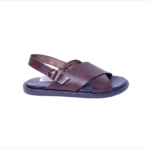 Tobylano Cross Leather Sandals - Brown