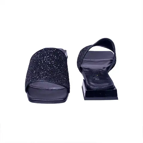 Nila & Nila Shinny Black Flat Slippers