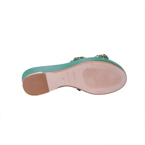 Stefania Pellicci Wedge Slippers - Green