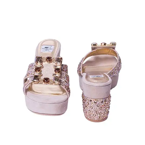 Sacco Gold Wedge Slippers